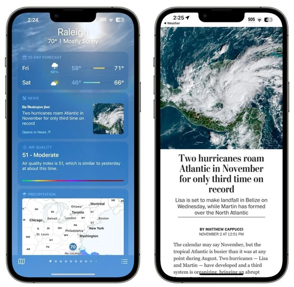 信阳苹果14维修分享iPhone 14手机如何看天气时顺带看新闻 