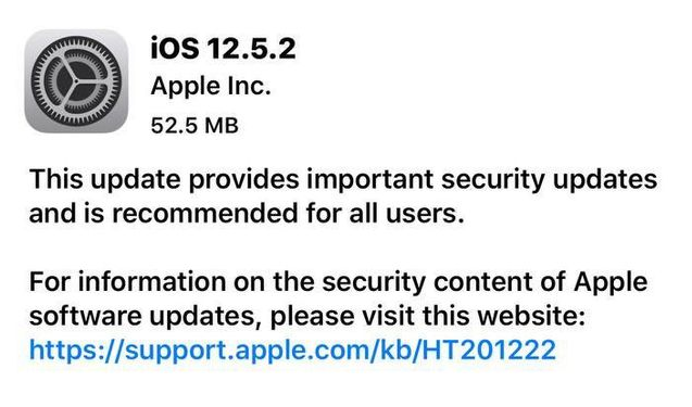 信阳苹果手机维修分享iOS12.5.2发布，建议所有老苹果用户安装 